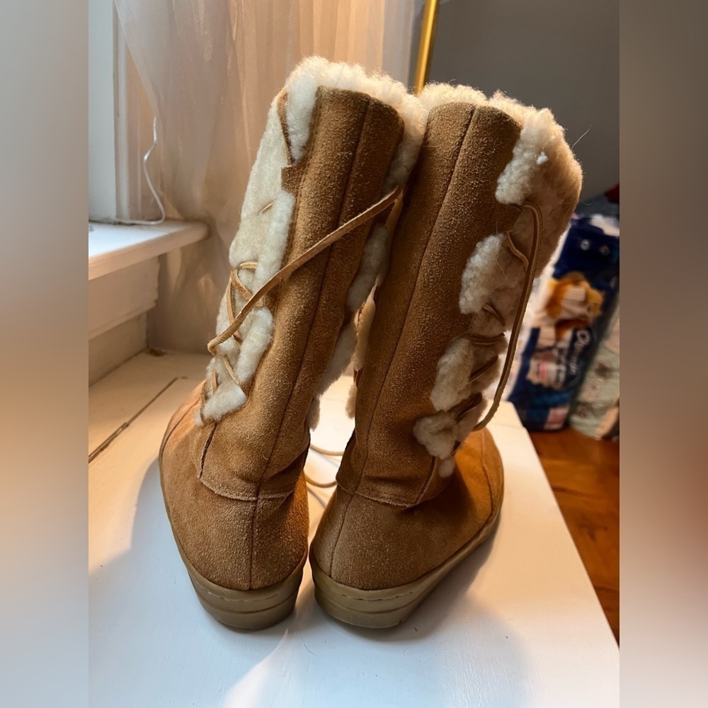 NWOT J. Crew Shearling Suede Wrap Boots 6 - Picture 4 of 11
